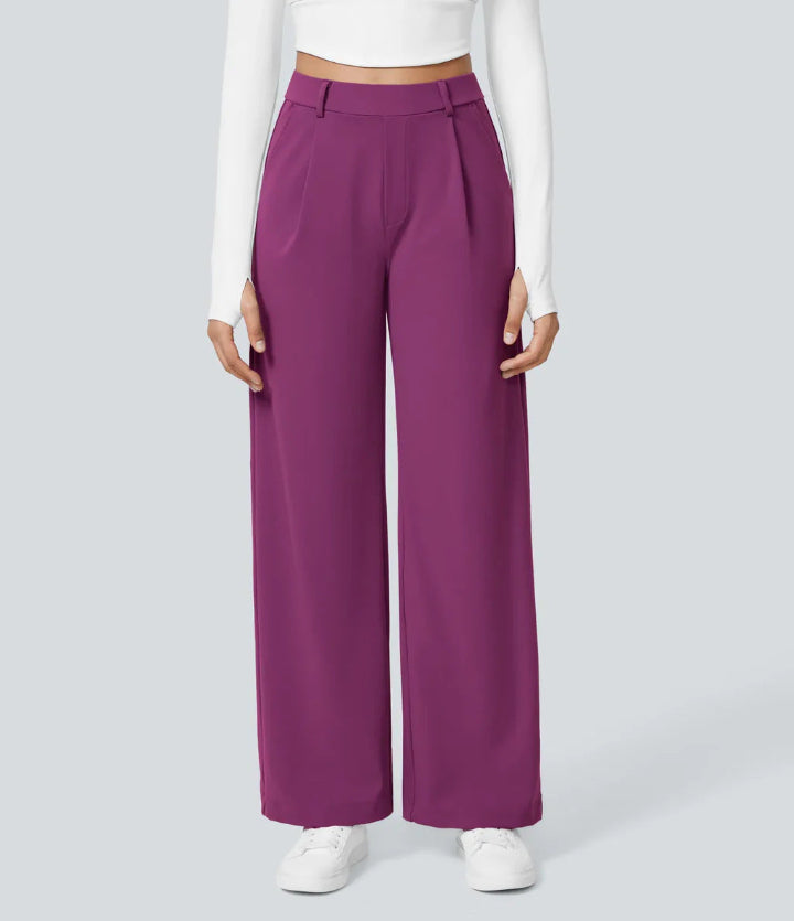 Homixa women's wide leg pants with a relaxed fit and high waist, shown in a stylish, flowy fabric.