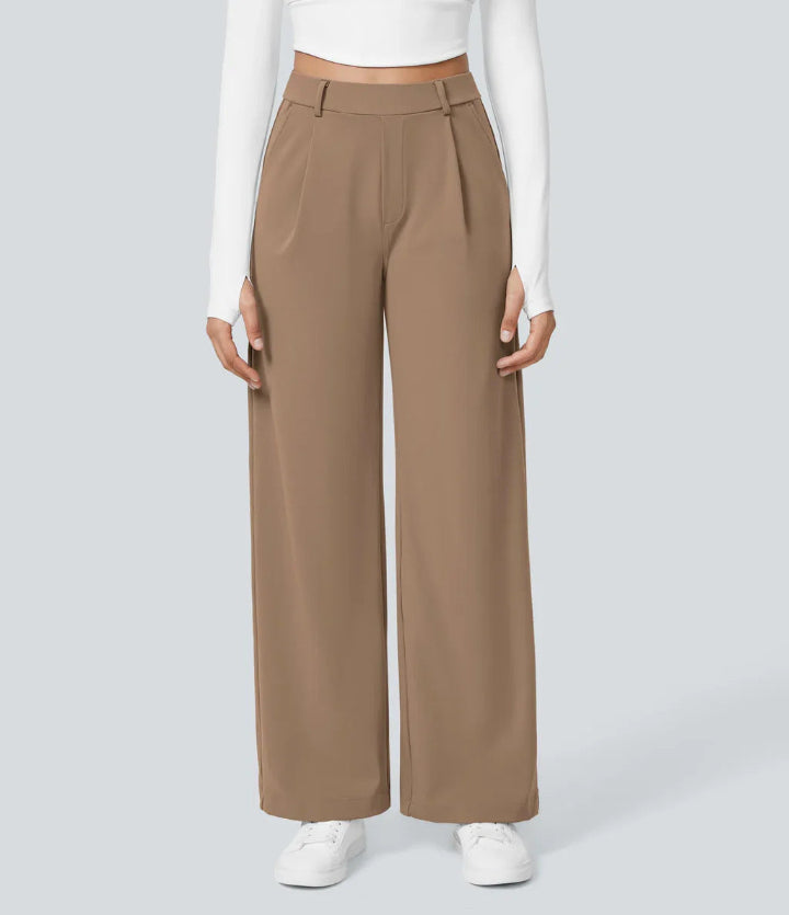 Homixa wide leg pants for women featuring a relaxed fit and wide-leg cut, displayed in a stylish fashion shot.