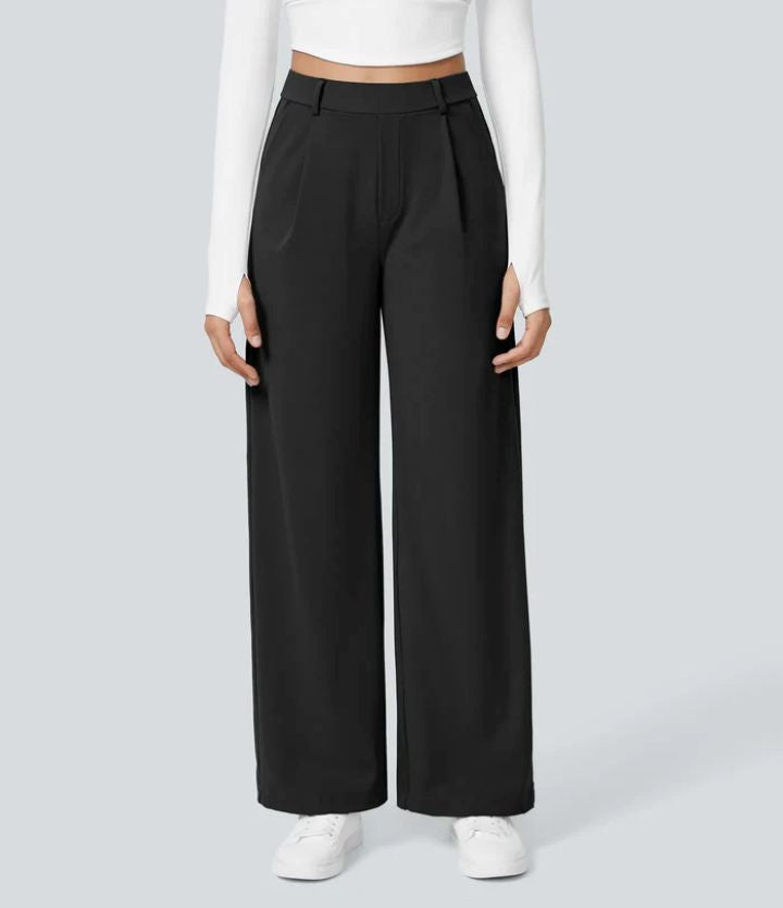 Homixa women's wide leg pants with a relaxed fit and wide-leg cut, styled with a casual top for a comfortable look.