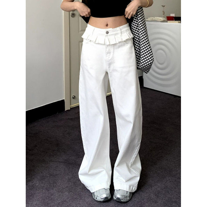 Loppist PAISLEY™ elegant wide-leg jeans with lace-trimmed details and relaxed fit, shown in a natural fabric and style.