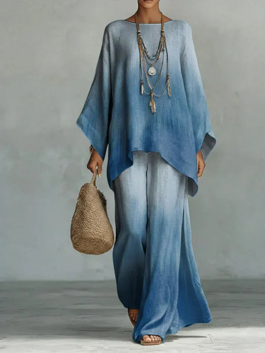 Amélie | Women's Ombre Cape Top & Wide-Leg Pant Set - product image 1