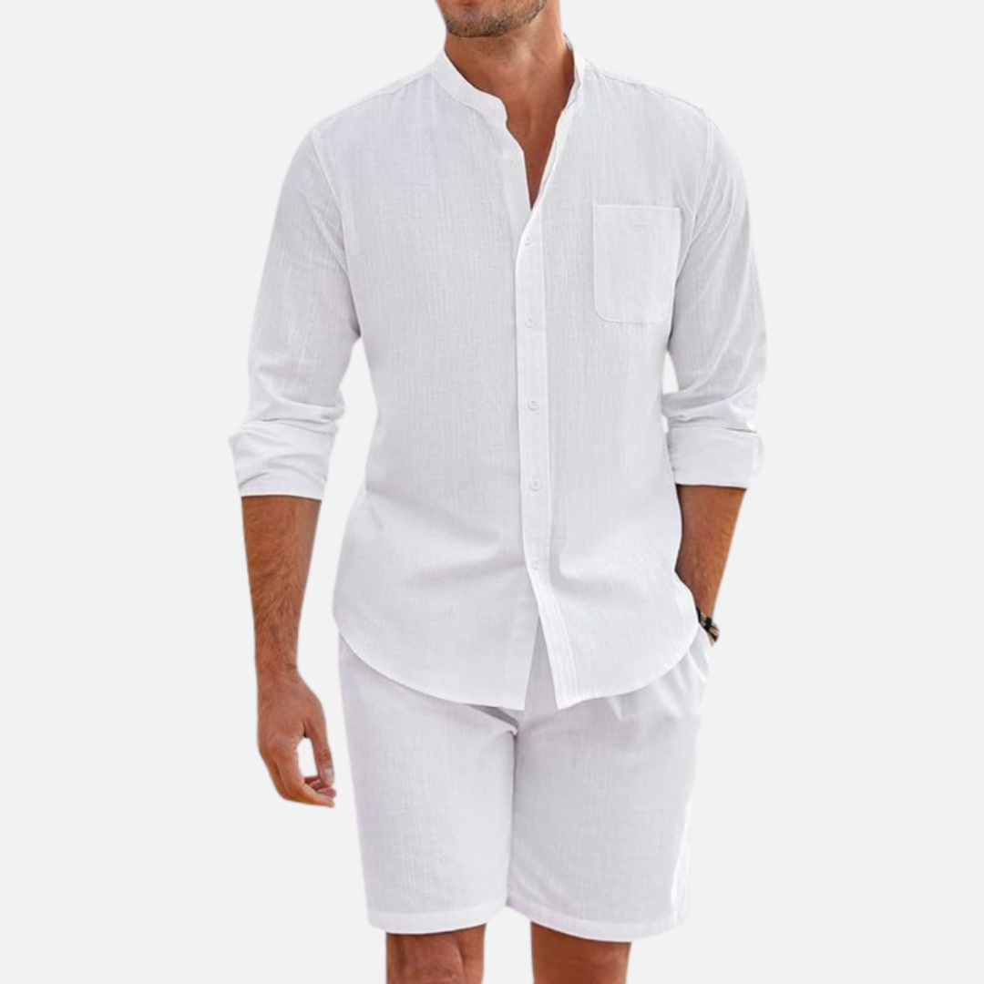 Asher | Men's Stand-Collar Shirt & Shorts Set - product image 3