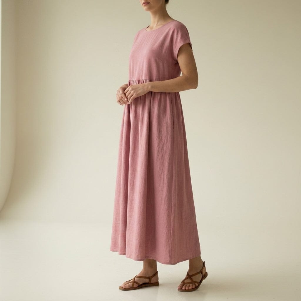 Birgu | Women's Short-Sleeve Gathered-Waist Midi Dress - product image 1