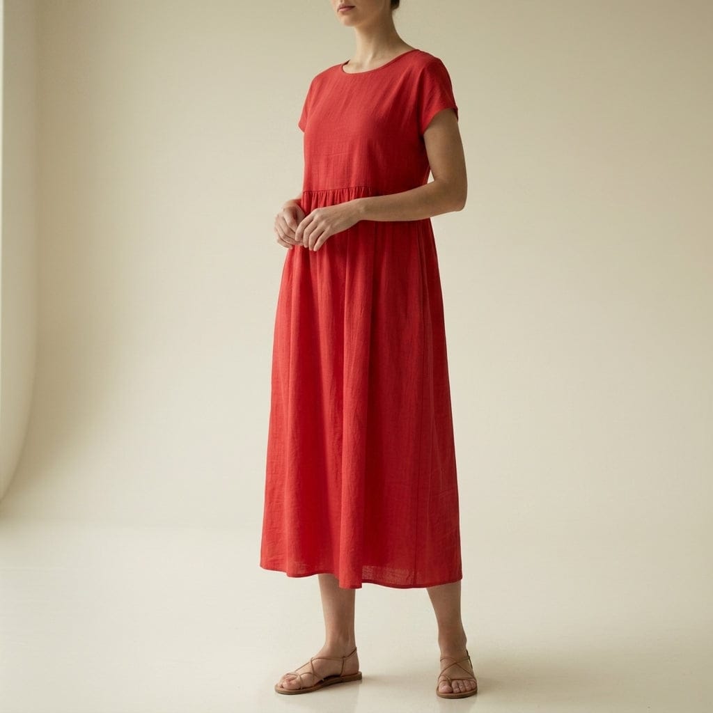 Birgu | Women's Short-Sleeve Gathered-Waist Midi Dress - product image 6