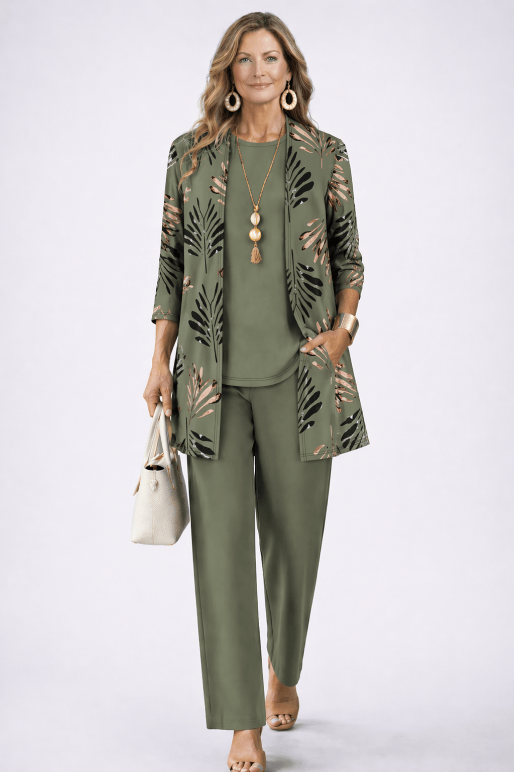 Breezy | Women's Long-Cardigan 3-Piece Wide-Leg Pant Set - product image 2