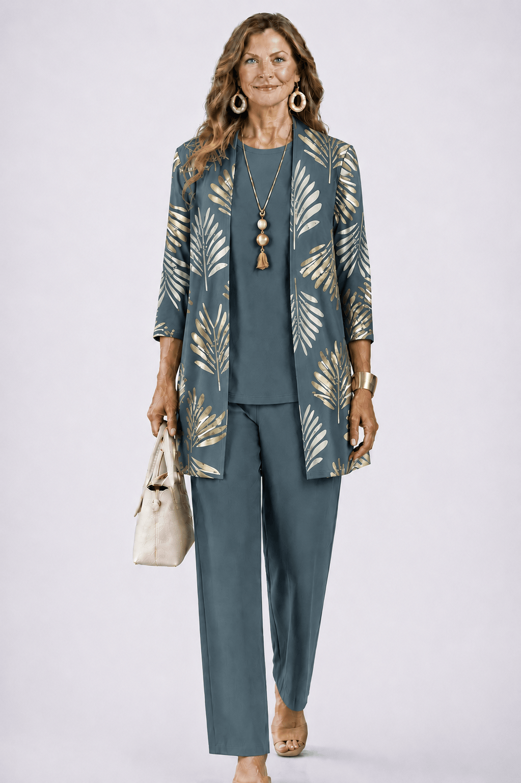 Breezy | Women's Long-Cardigan 3-Piece Wide-Leg Pant Set - product image 11