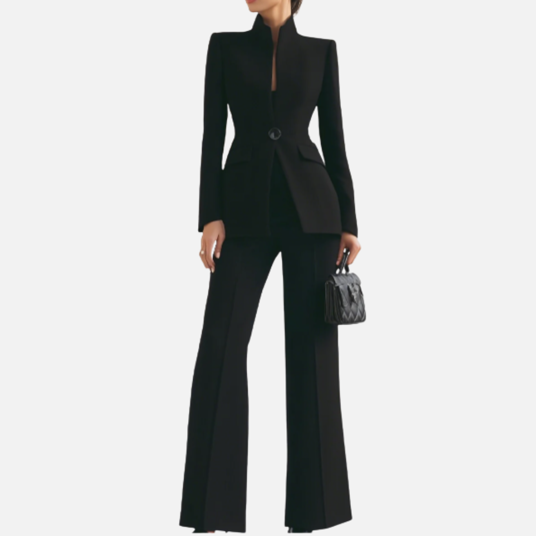 Celeste | Women's Stand-Collar Blazer & Wide-Leg Pant Suit - product image 4