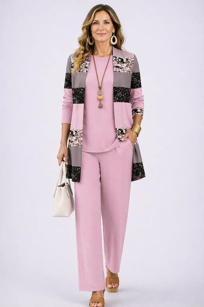 Daria | Women's Botanical-Print 3-Piece Wide-Leg Pant Set - product image 6