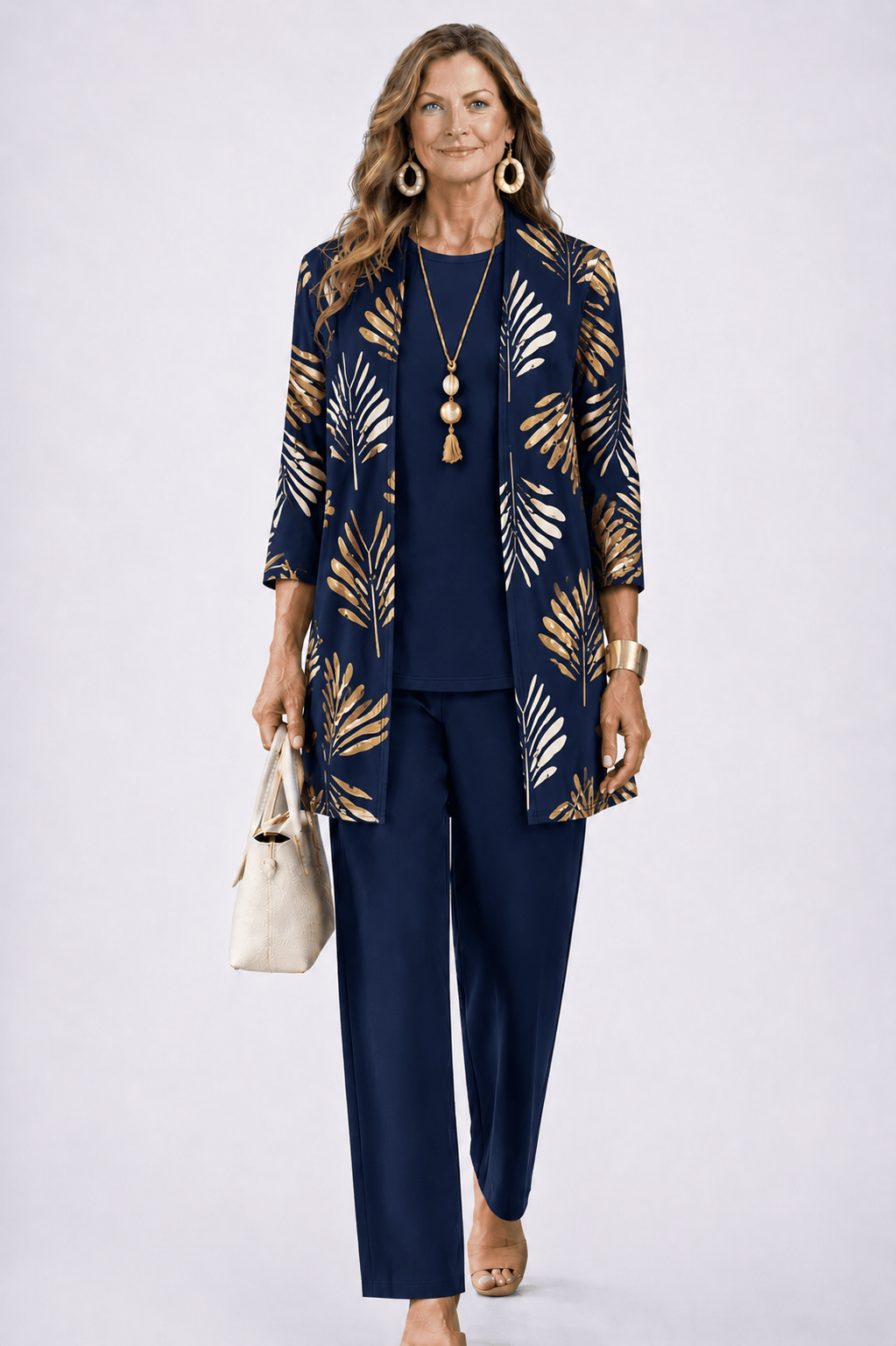 Daria | Women's Botanical-Print 3-Piece Wide-Leg Pant Set - product image 12