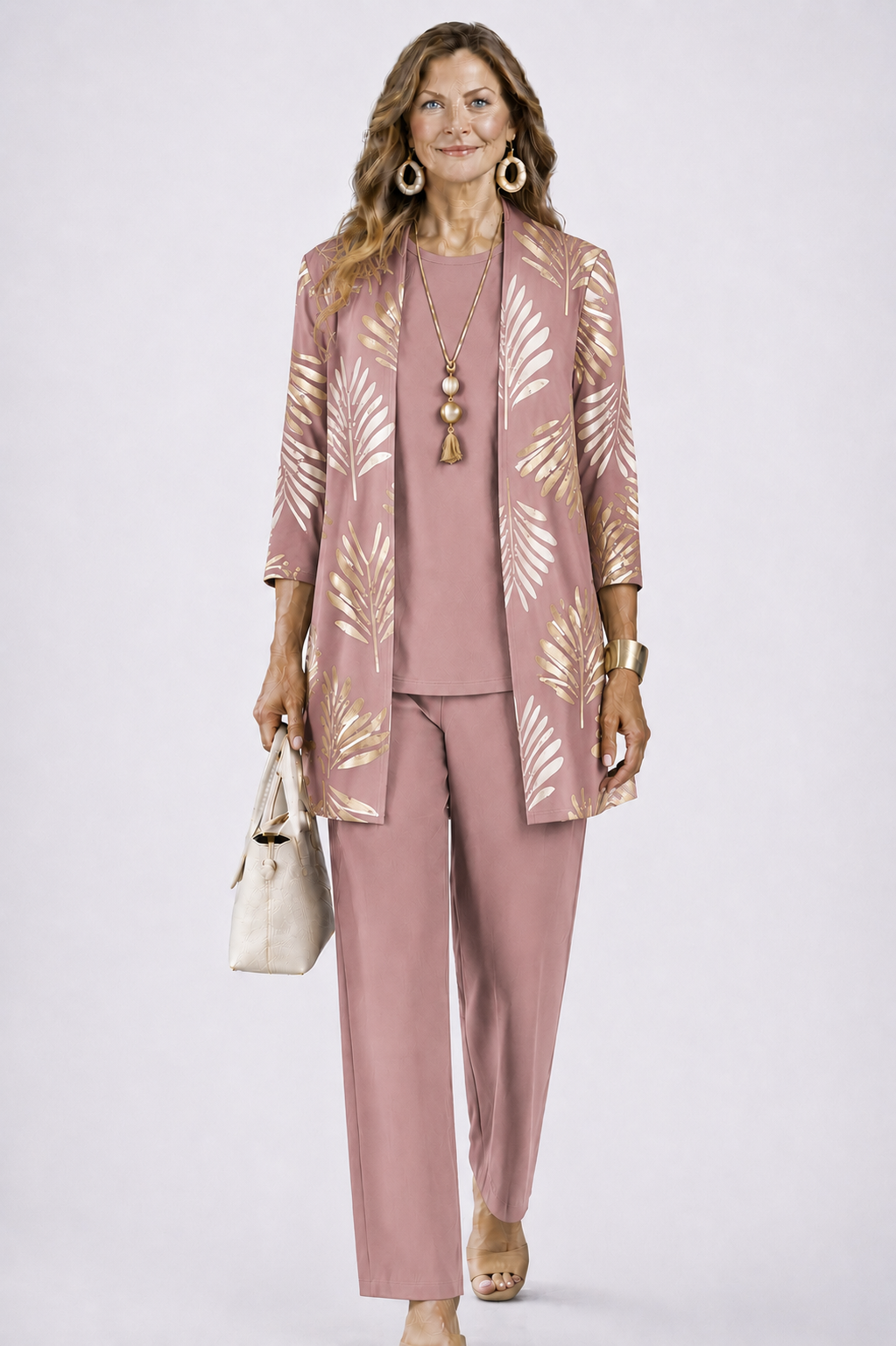 Daria | Women's Botanical-Print 3-Piece Wide-Leg Pant Set - product image 14