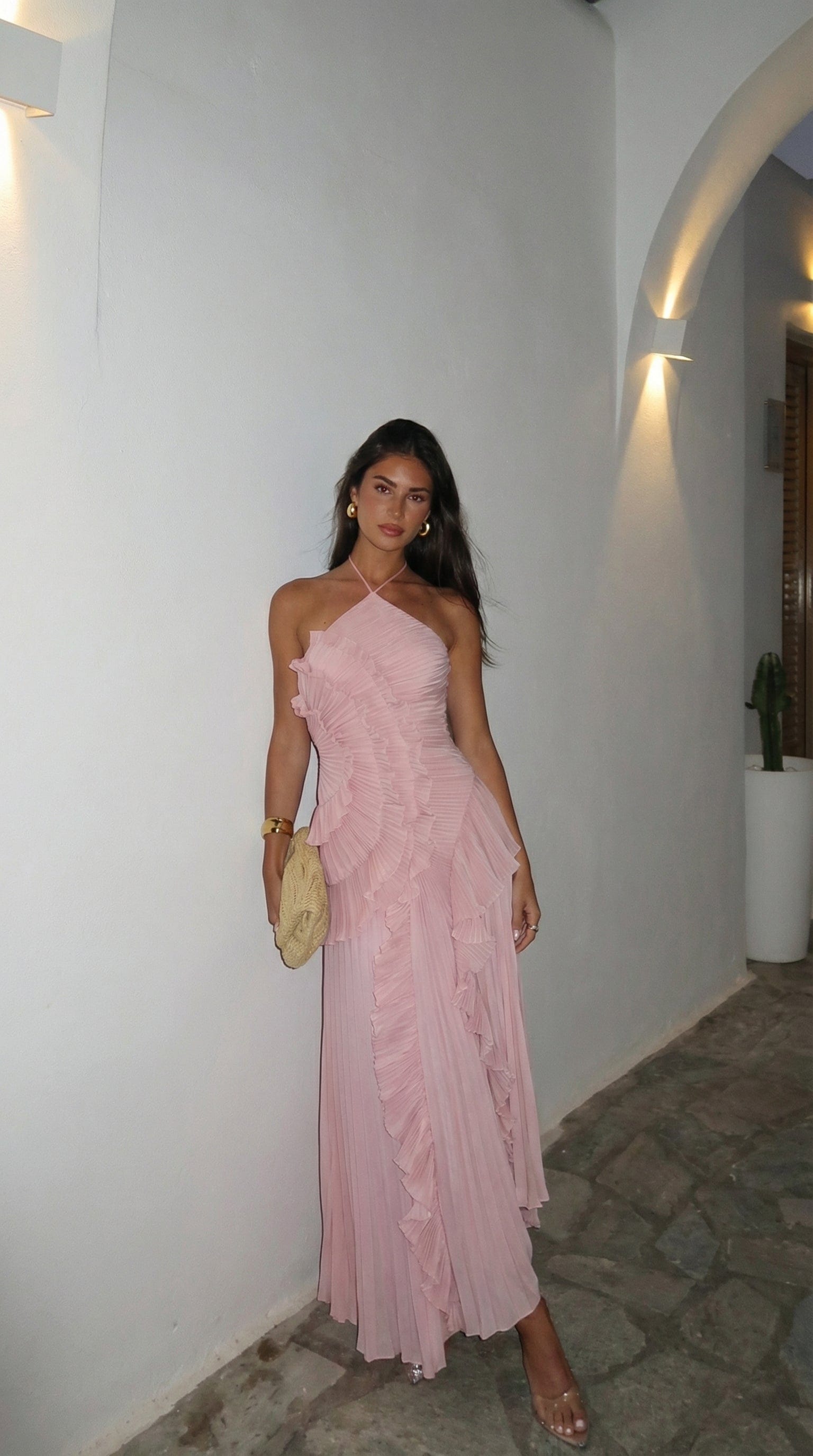 Emma | Women's Pleated Halter-Neck Ruffle Maxi Dress - product image 15