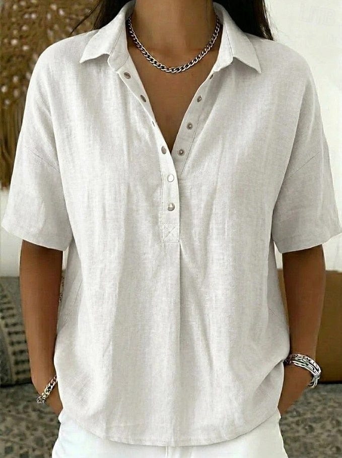 Homixa Avery women's relaxed collared shirt, soft fabric, lightweight, and casual fit, displayed on a neutral background.