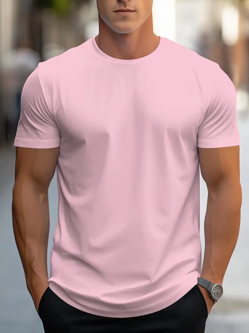 Homixa Eli men's slim-fit crew neck T-shirt in soft fabric, shown in a classic fit with short sleeves on a neutral background.