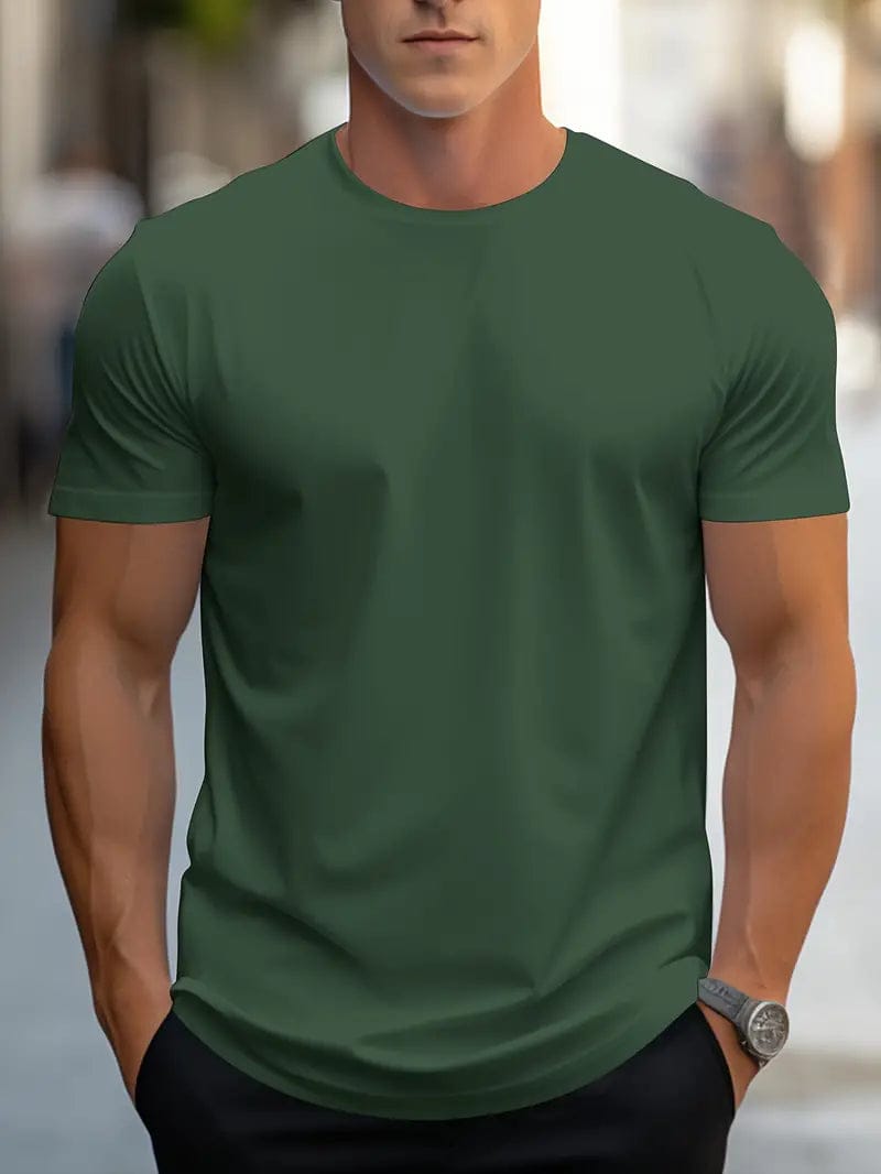 Homixa Eli men's slim-fit crew-neck T-shirt, soft fabric, fitted style, in classic crew neck design and neutral color.