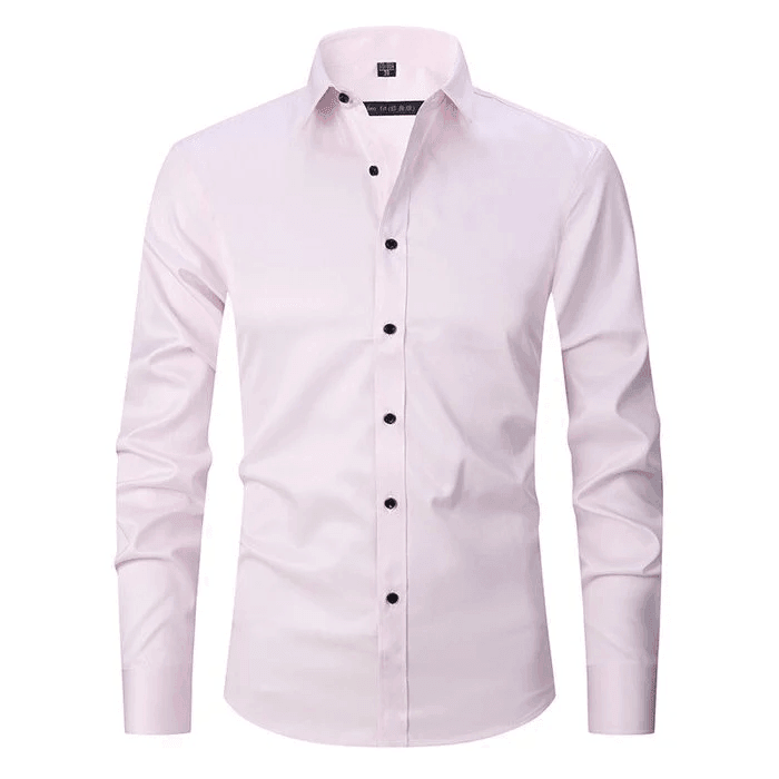Homixa men's long-sleeve dress shirt in light blue, featuring a classic collar and button-down front, perfect for formal wear.