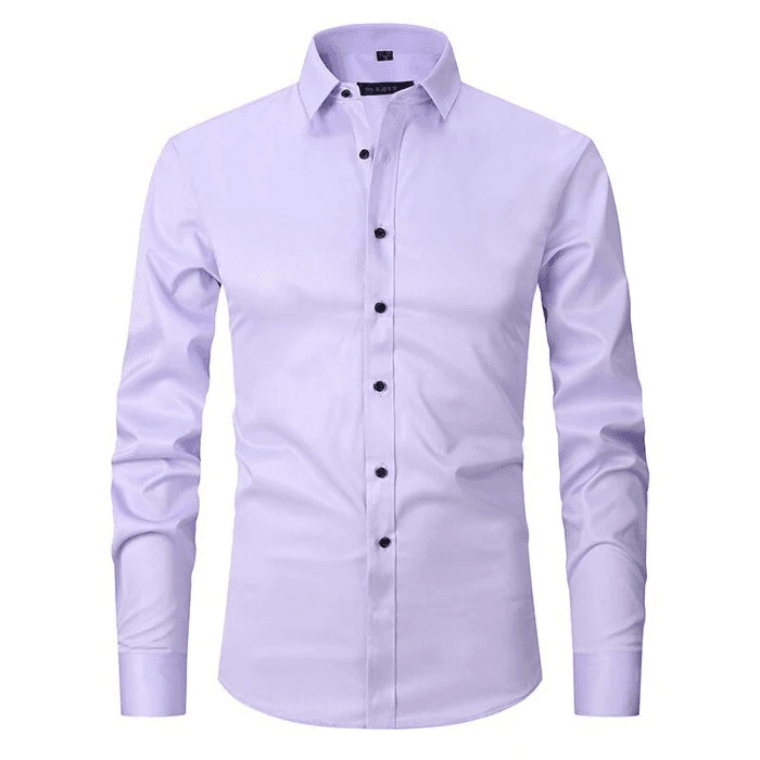 Homixa men's long-sleeve dress shirt in light blue, featuring a classic collar and button-up front, suitable for formal occasions.