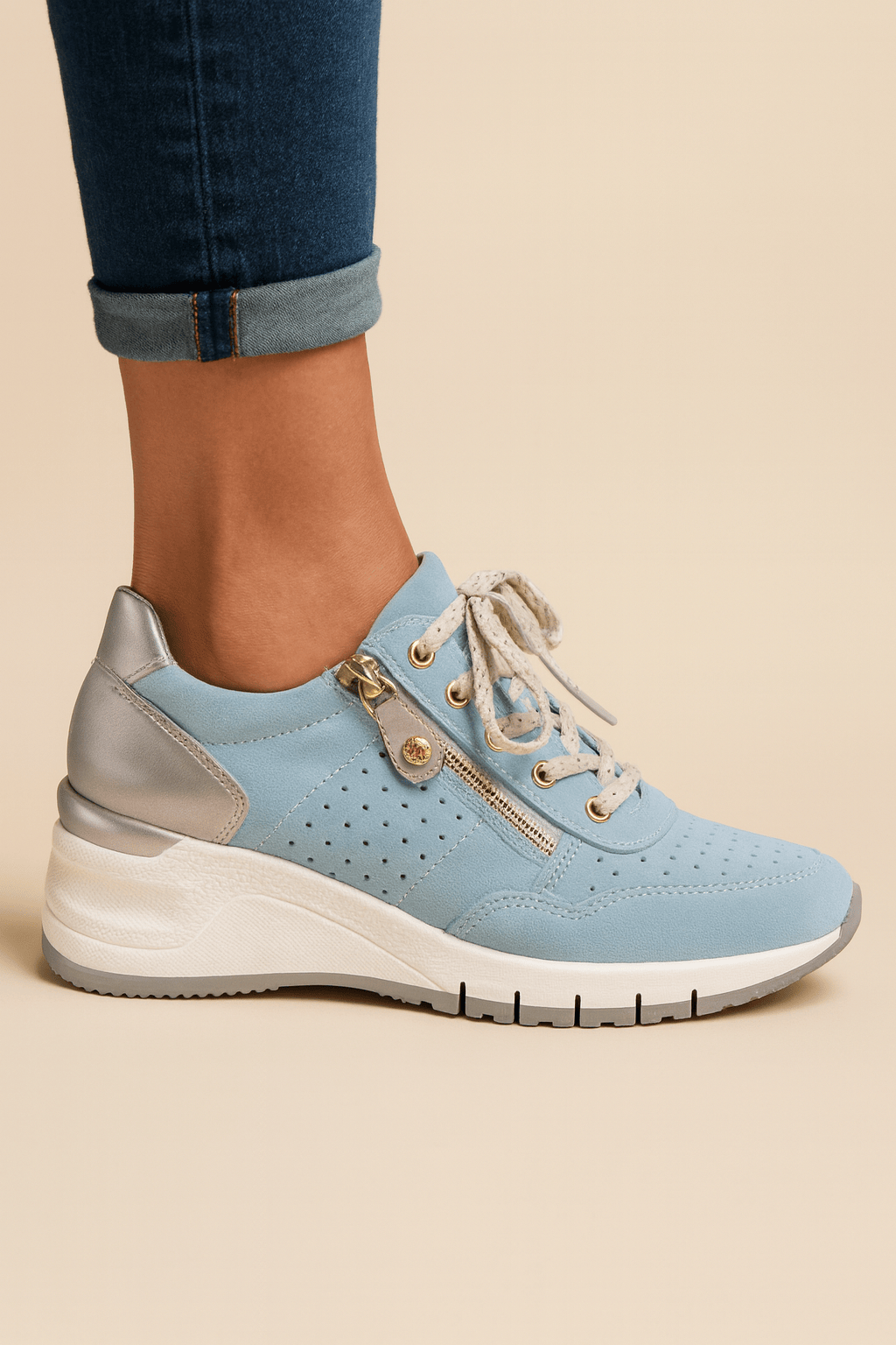 Blue Damen orthopädische Sneaker von Mainz-Mode, komfortable Unterstützung und Dämpfung, vorneansicht