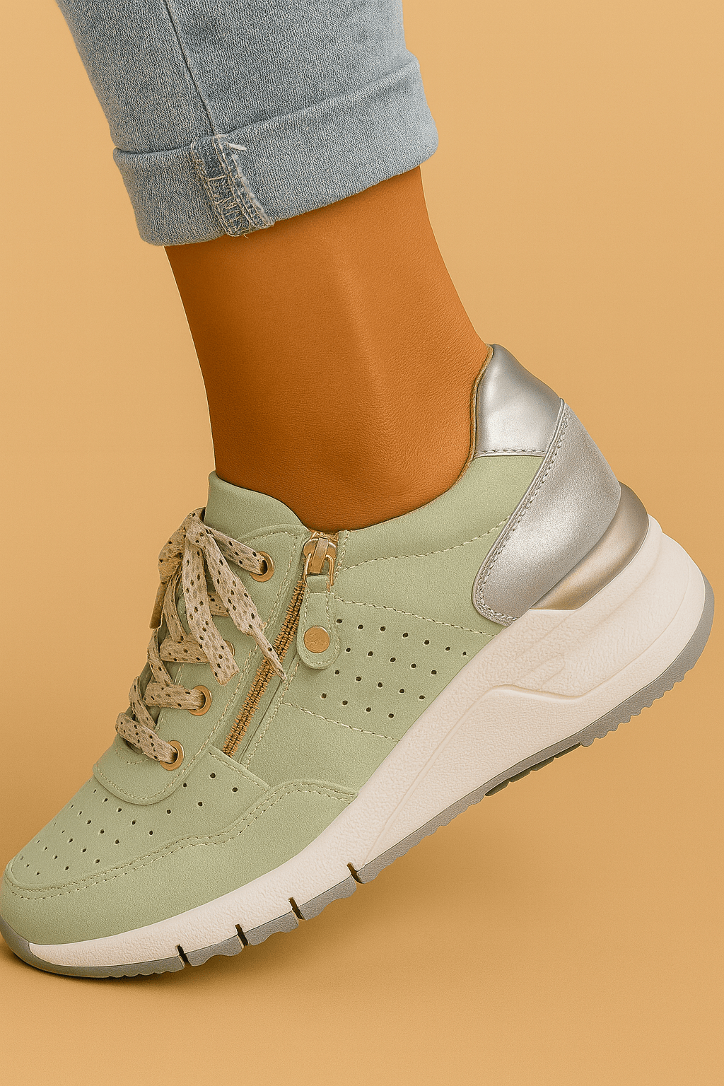 Womens orthopaedic sneakers by Mainz-Mode with mint color, supportive design, cushioned soles, and comfortable fit front view