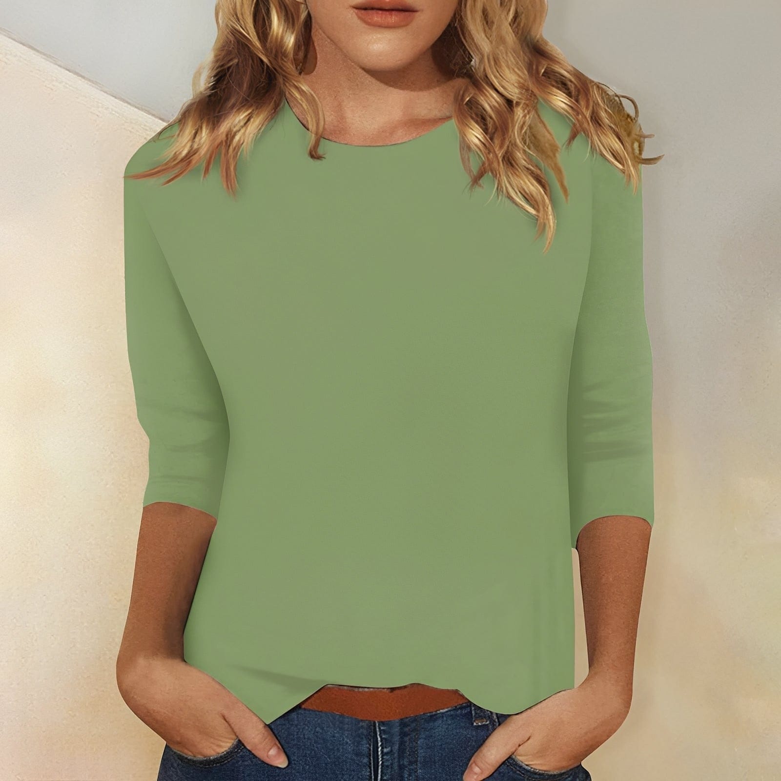 Bequemer Damen Baumwollshirt mit 3/4-Ärmeln, vielseitiges Damen-Shirt für Alltag und Freizeit, von Mainz-Mode.