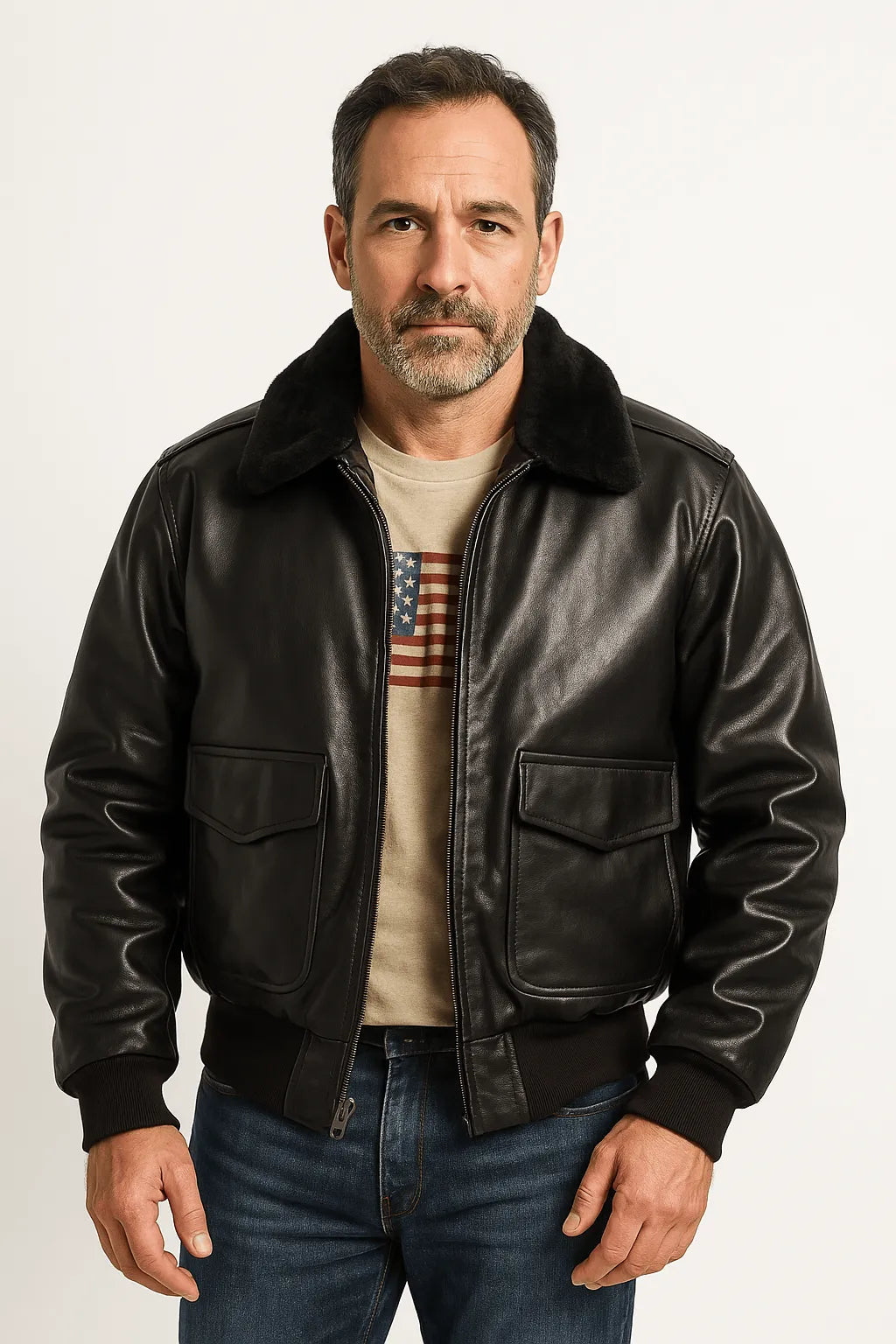 Unisex leather jacket by Homixa, featuring a stylish layering design with a classic fit and smooth leather texture.