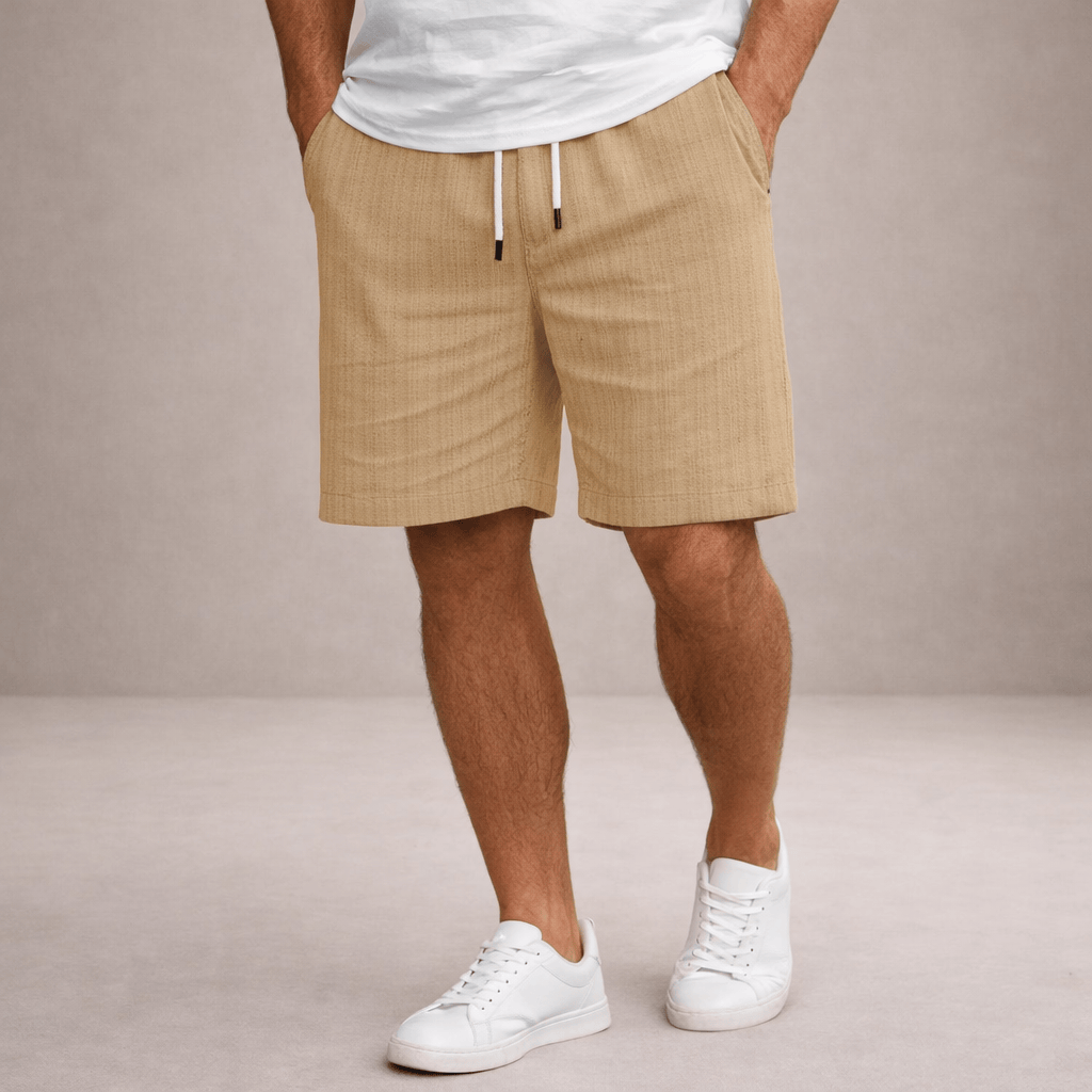Homixa Luca men's drawstring summer shorts, lightweight casual men's shorts with elastic waistband and relaxed fit.