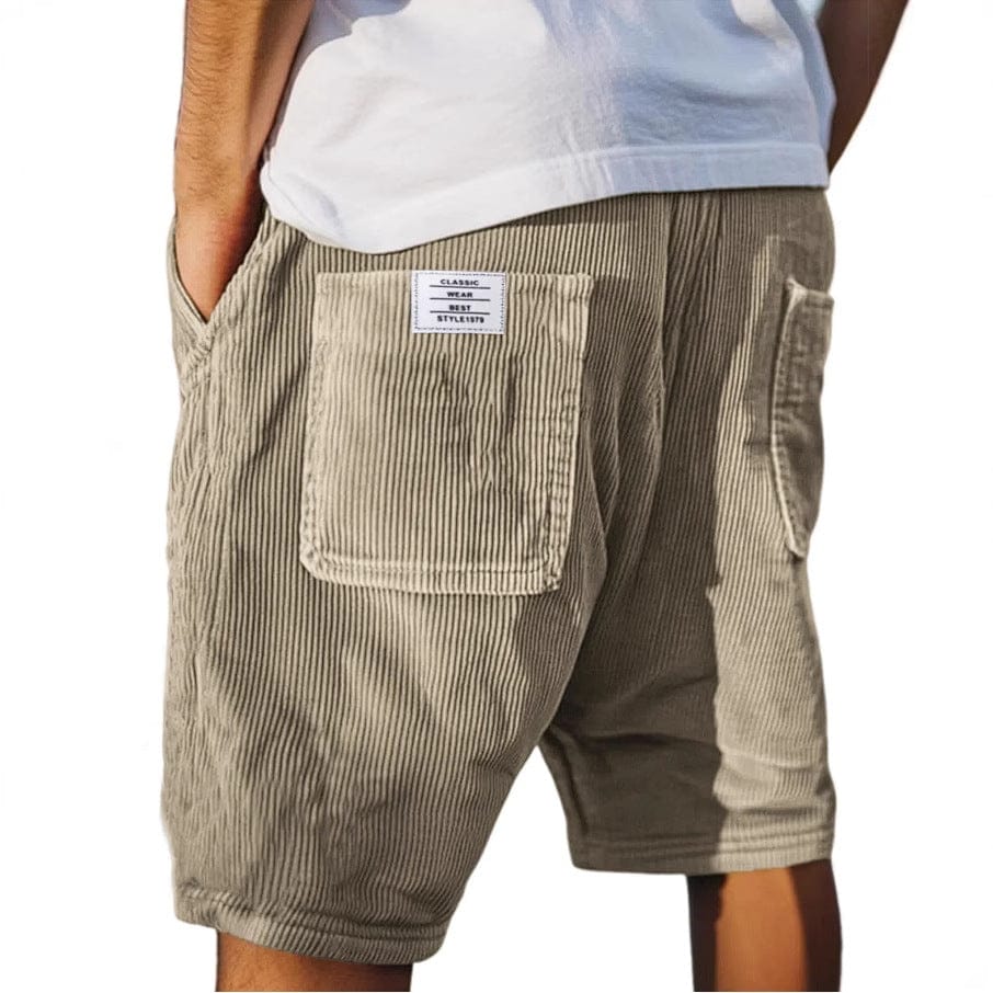 Homixa Mason men's textured tailored shorts shown in a natural fit, highlighting the stylish design and fabric details.