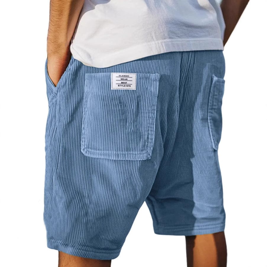 Homixa Mason men's textured tailored shorts displayed on a model, showcasing stylish fit and fabric detail.