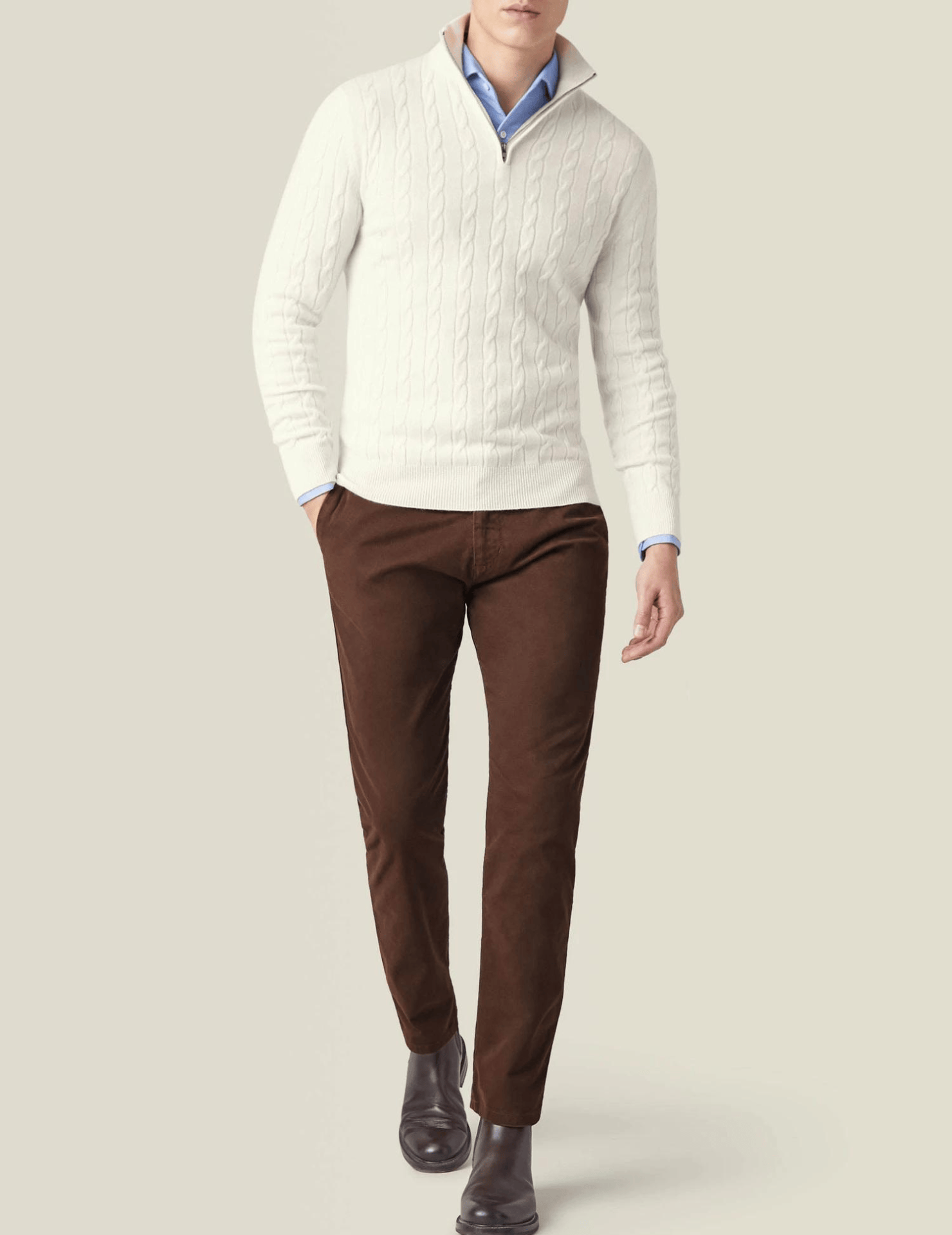 Lavana men's cable-knit quarter-zip sweater, stylish knitwear with a zipper, perfect for casual or smart occasions.