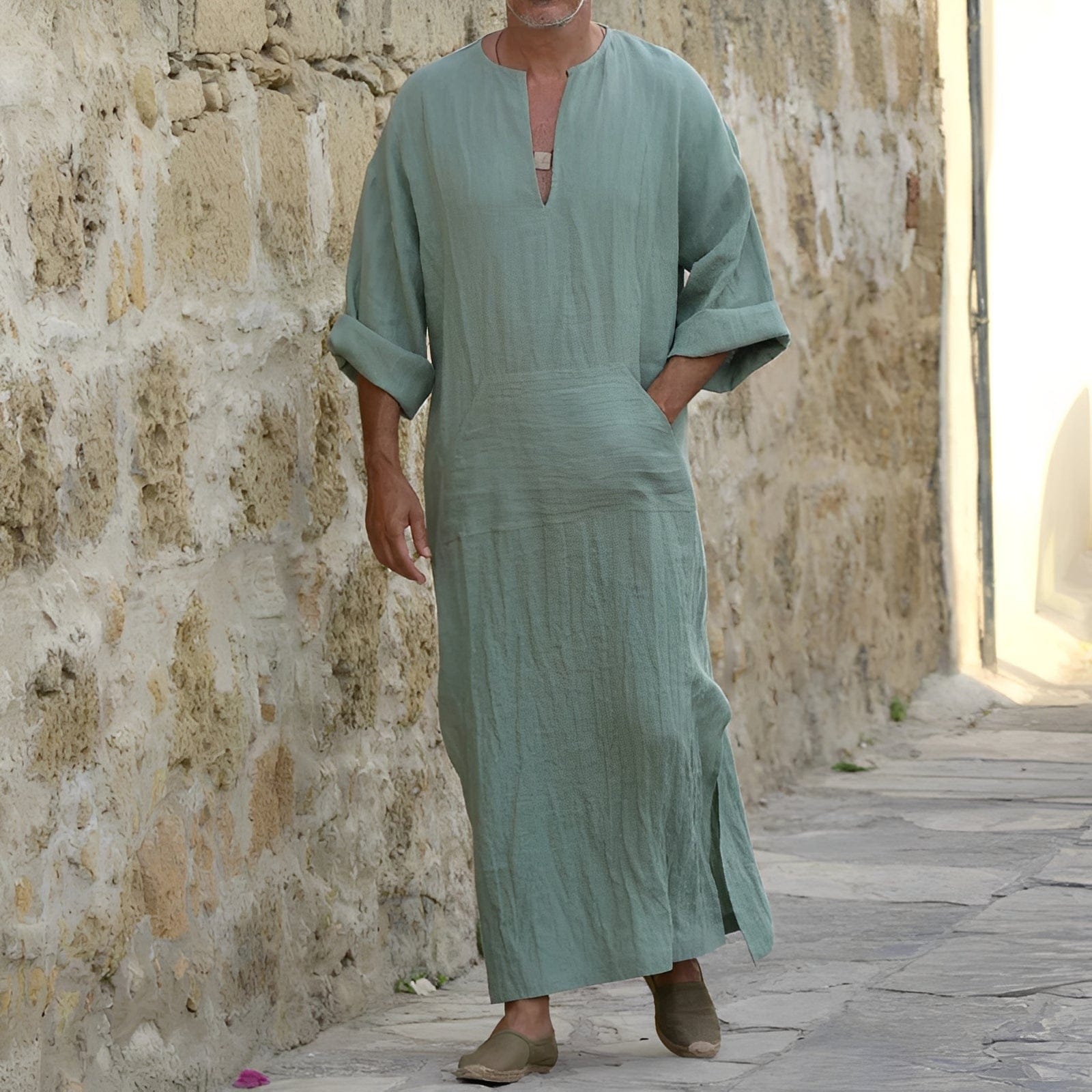 Men’s Herren Hemdkleid by Mainz-Mode, long minimalist shirt dress with side slit, casual and stylish for everyday wear
