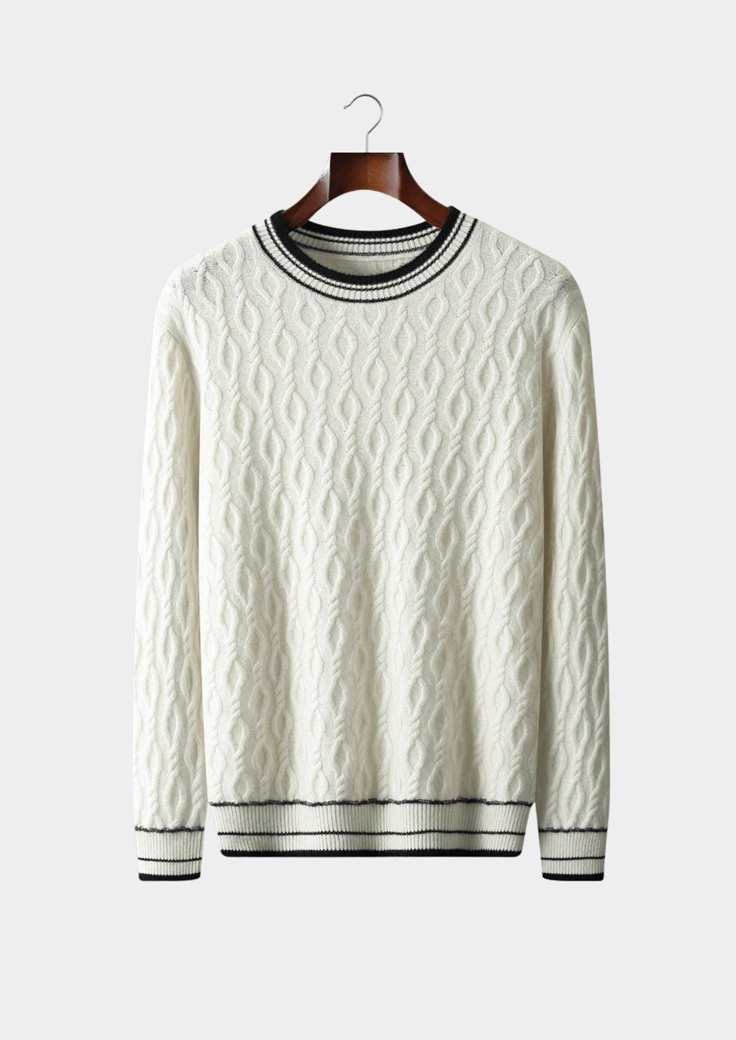 Lavana men's striped trim crew neck sweater, casual cardigan with knit pattern and ribbed collar, suitable for all occasions