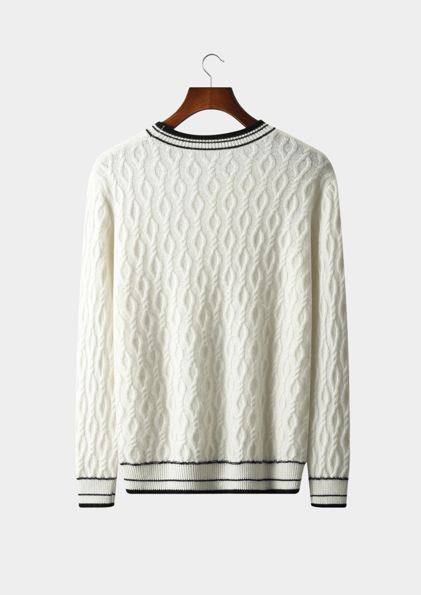 Lavana men's striped trim crew neck sweater, casual cardigan with multicolor horizontal stripes, long sleeves, and ribbed cuffs.