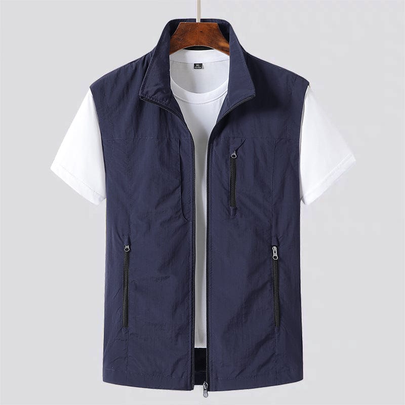Homixa Owen men's multi-pocket summer vest with multiple front pockets, lightweight fabric, and sleeveless design for casual wear.