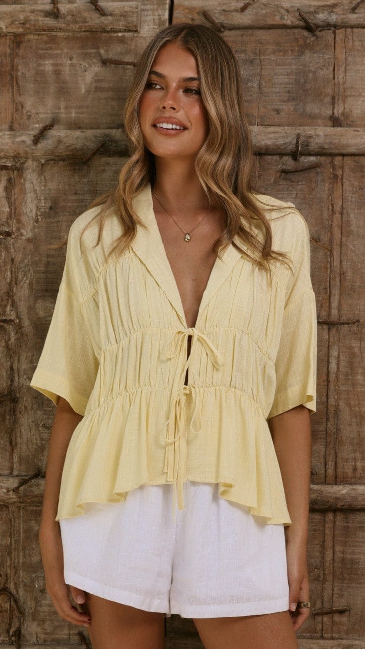 Kailey | Women's Tie-Front Short-Sleeve Peplum Blouse - product image 1