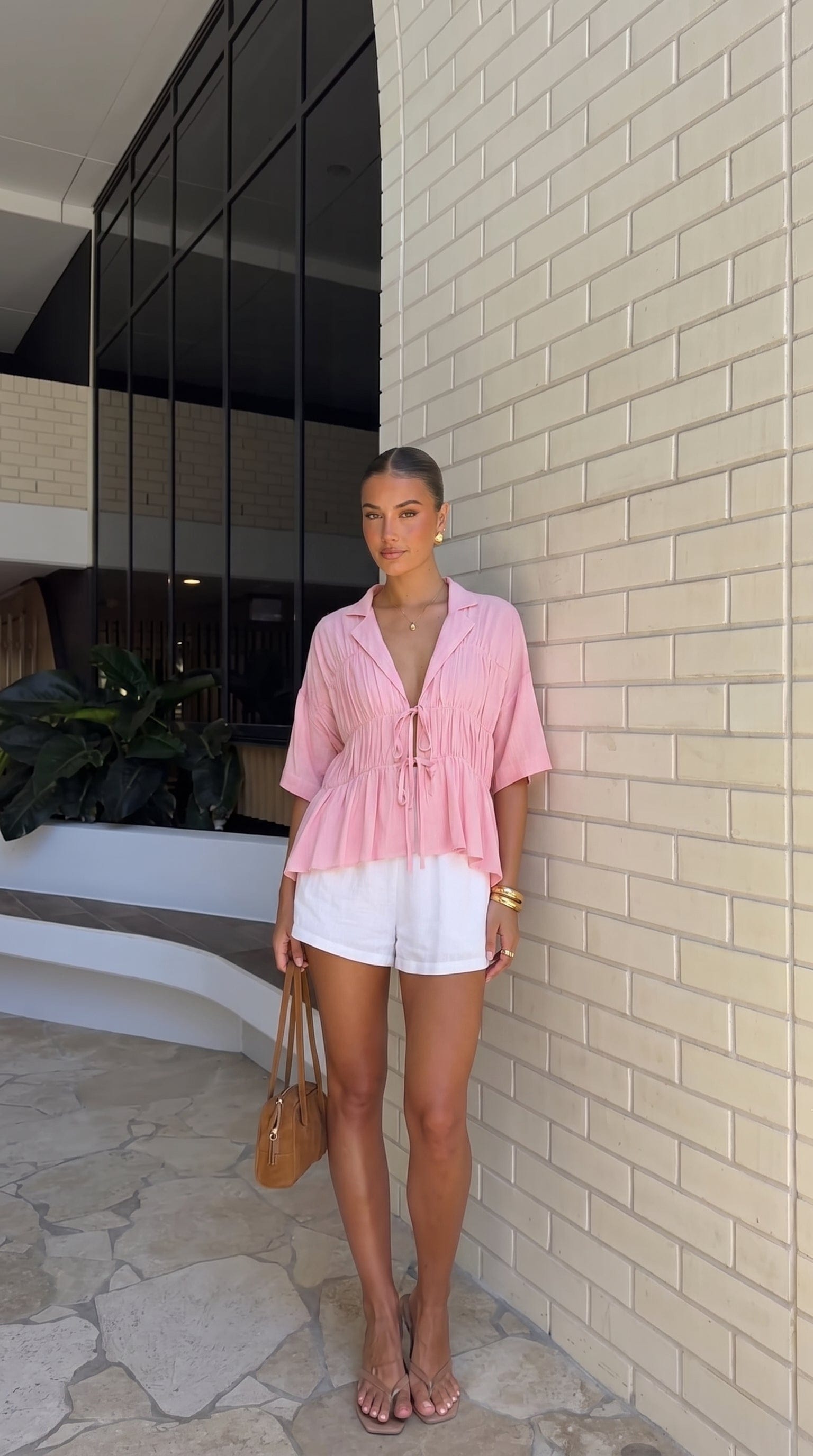 Kailey | Women's Tie-Front Short-Sleeve Peplum Blouse - product image 25