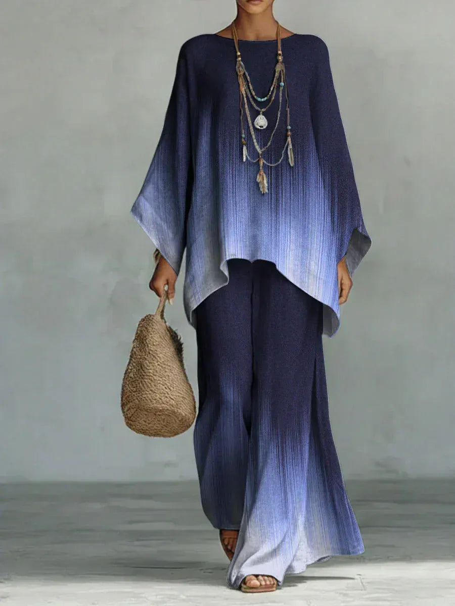 Léonie | Women's Ombre Cape Top & Wide-Leg Pant Set - product image 1