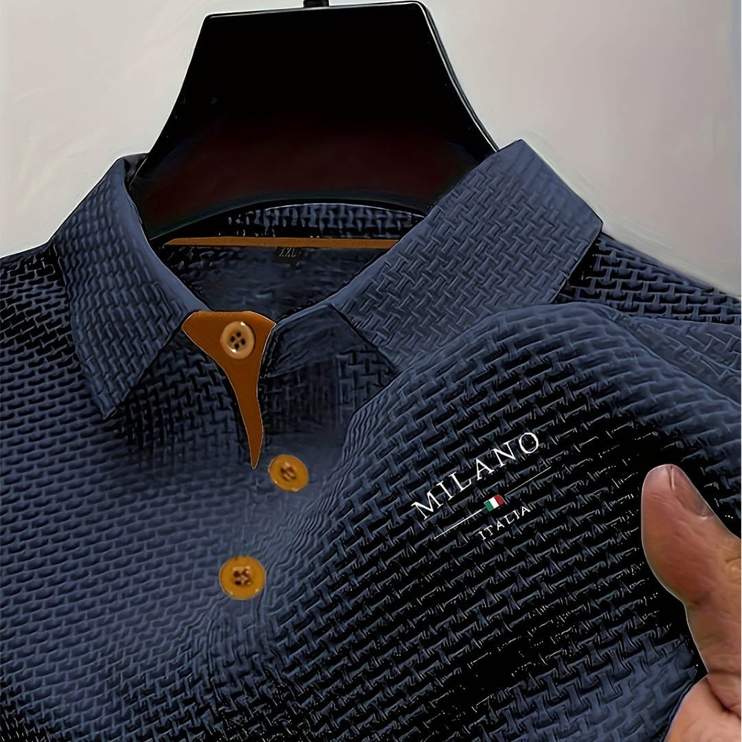 Milano Italia | Men's Textured Short-Sleeve Polo Shirt - product image 5