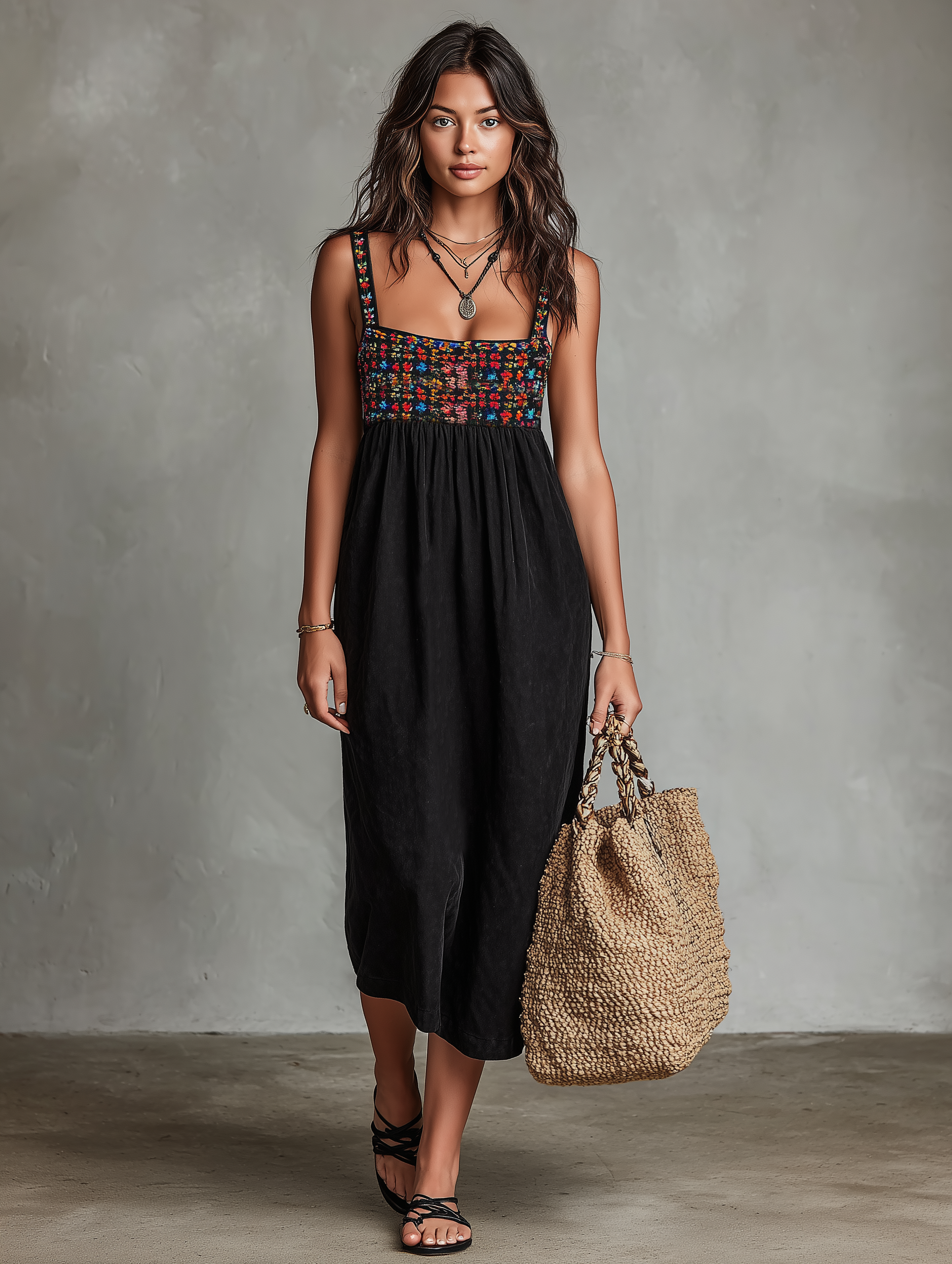 Nadia | Women's Contrast-Bodice Square-Neck Midi Dress - product image 4