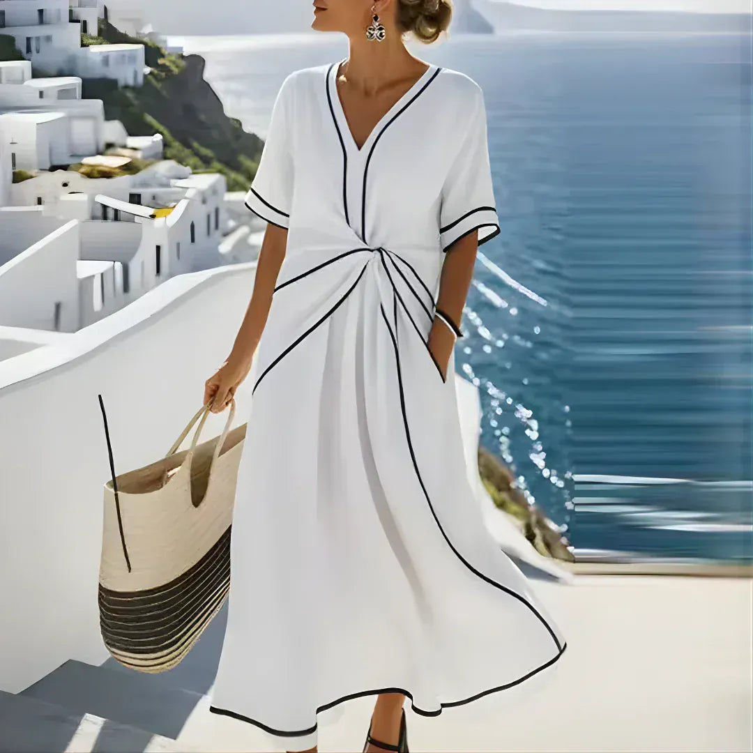Noorani | Women's Contrast-Trim Tie-Front Maxi Dress - product image 2