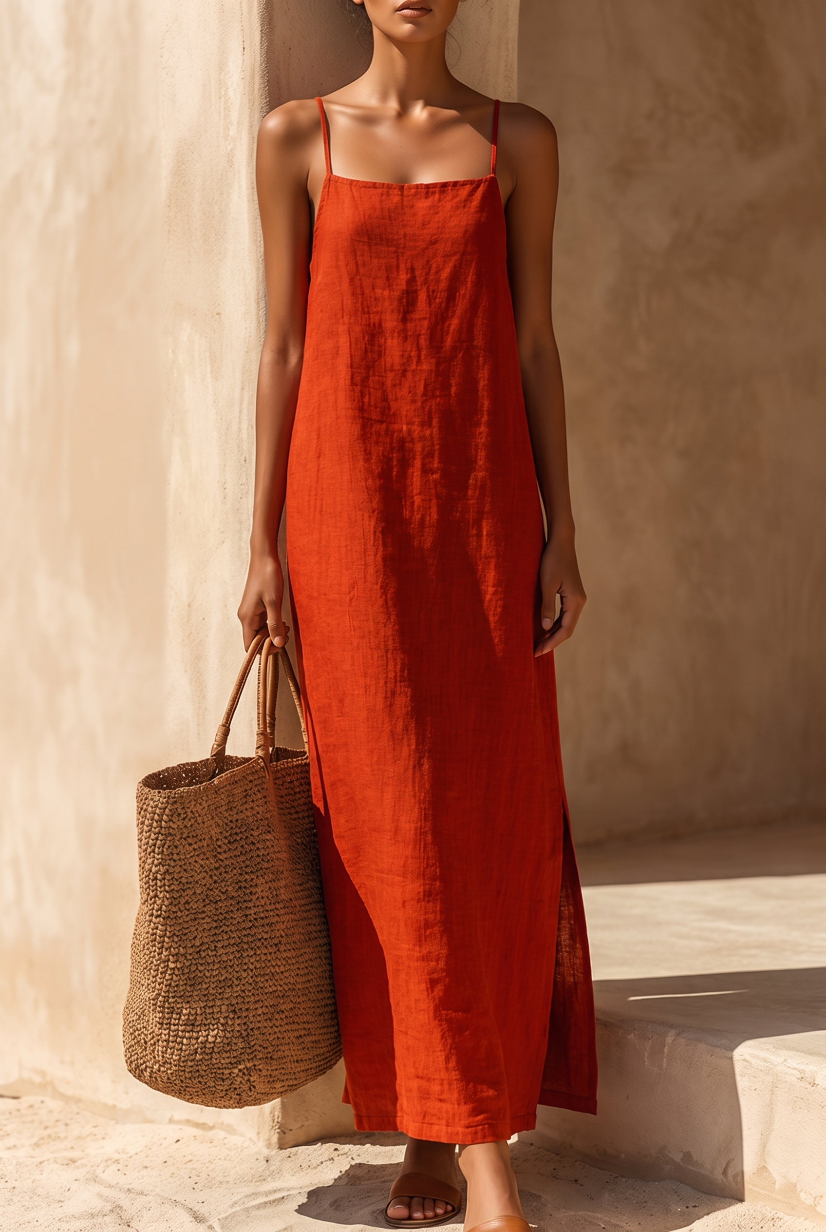 Ruby | Women's Square-Neck Spaghetti-Strap Side-Slit Maxi Dress - product image 1