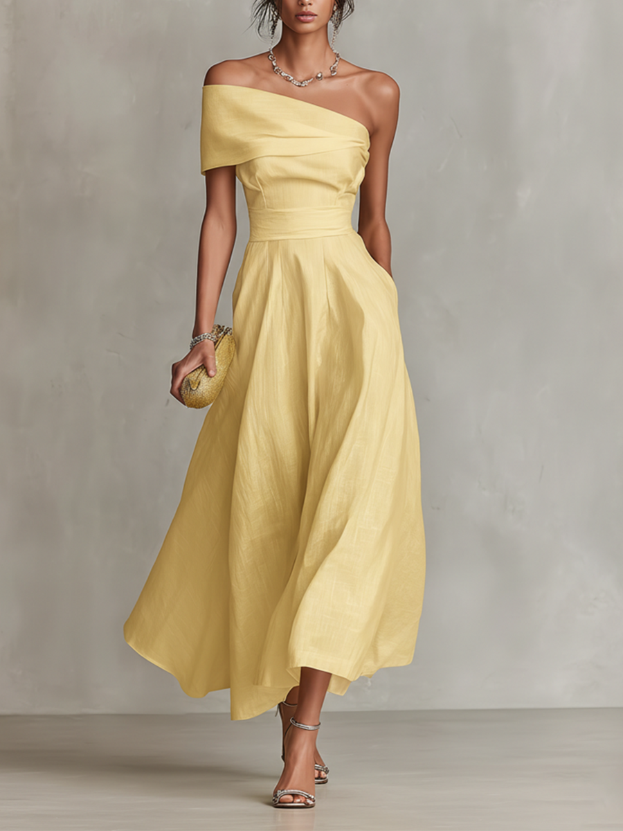 Solene | Women's One-Shoulder Fitted-Waist Midi Dress - product image 1