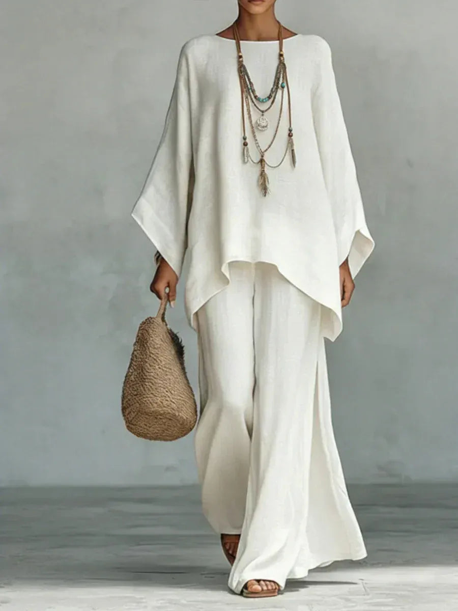 Victoire | Women's Solid Cape Top & Wide-Leg Pant Set - product image 4
