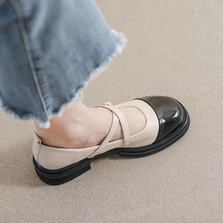 Homixa women's Mary Jane shoes with leather upper, low heel, casual touch, perfect for everyday wear.