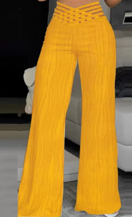 Homixa women's relaxed-fit high-waisted wide-leg chino trousers with crossover waistband, stylish and comfortable for casual wear.
