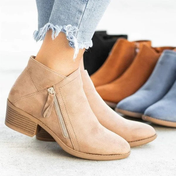 Homixa women's ankle boots from the Harper Edit collection, featuring stylish leather design and low block heels.
