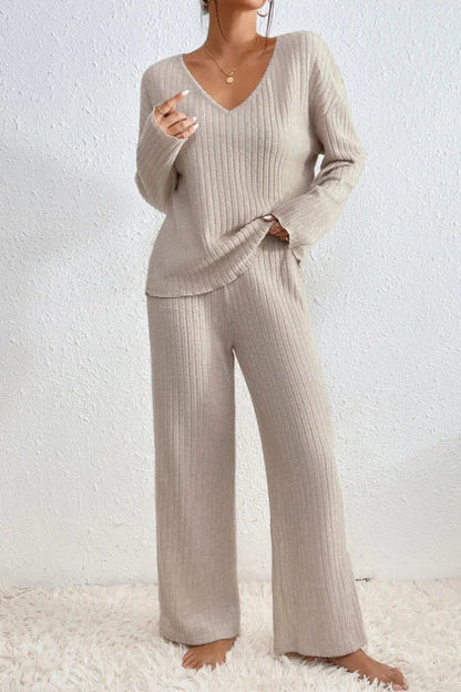 Kate and Wendy Callie ribbed two-piece lounge sweatpants for women, featuring a comfortable, stylish loungewear set.