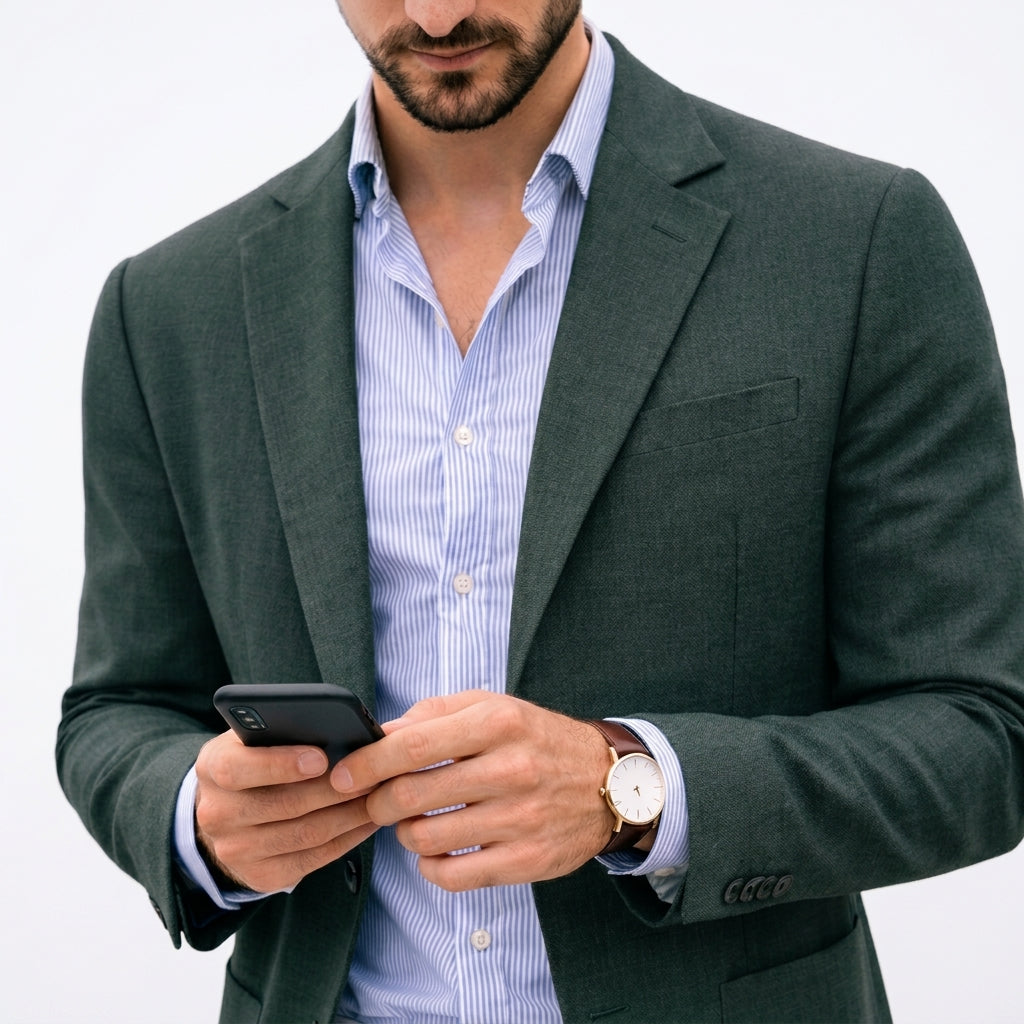 Arthur Hendon Varenzo Knit Blazer shown on a hanger, featuring a tailored fit with knit fabric and classic blazer design.