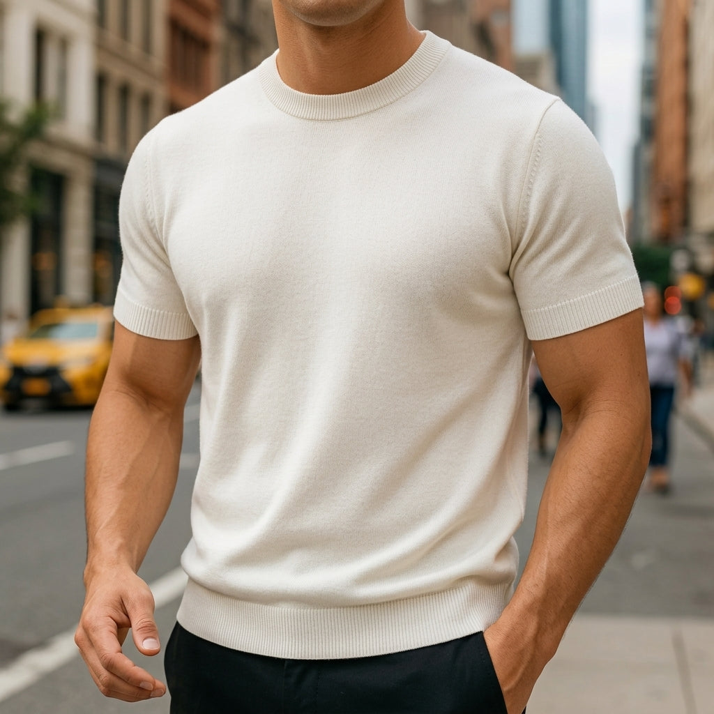 Arthur Hendon Volterra cashmere T-shirt in soft knit fabric, featuring a classic crew neck and relaxed fit.