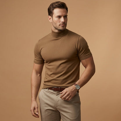 Arthur Hendon Menton turtleneck T-shirt in soft fabric, featuring a classic fit and ribbed collar, displayed on a neutral background.