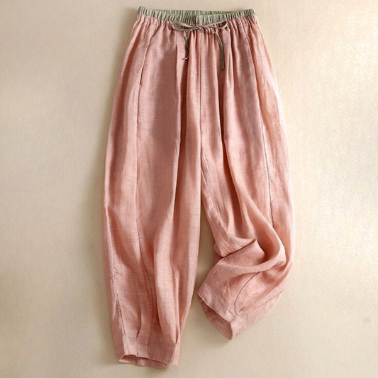 Kate and Wendy Elodie relaxed linen wide-leg women's sweatpants, soft and comfortable pants with a loose fit and wide-leg design.
