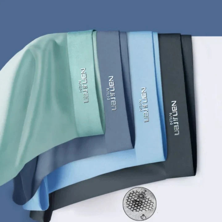 Homixa men's breathable solid-color boxer shorts in a 4-pack with wide waistbands, displayed in a close-up view.